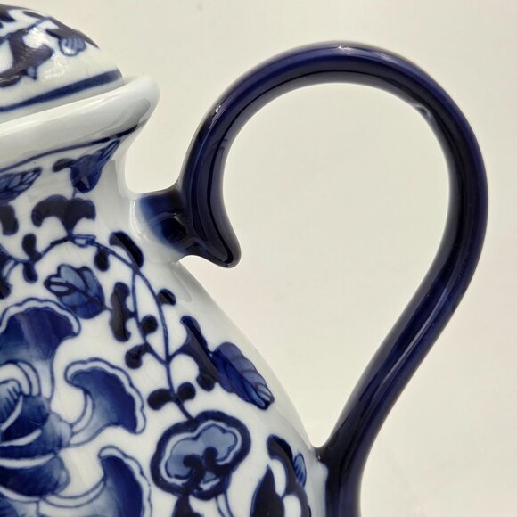 Bombay Asian Garden Teapot Fitted Lid Ceramic Cobalt Blue and White Floral - Picture 10 of 10